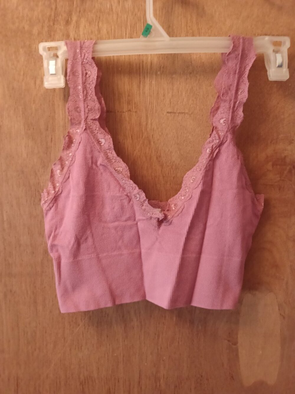 C'est Moi Bamboo Crop Top Tank w/ Lace Trim